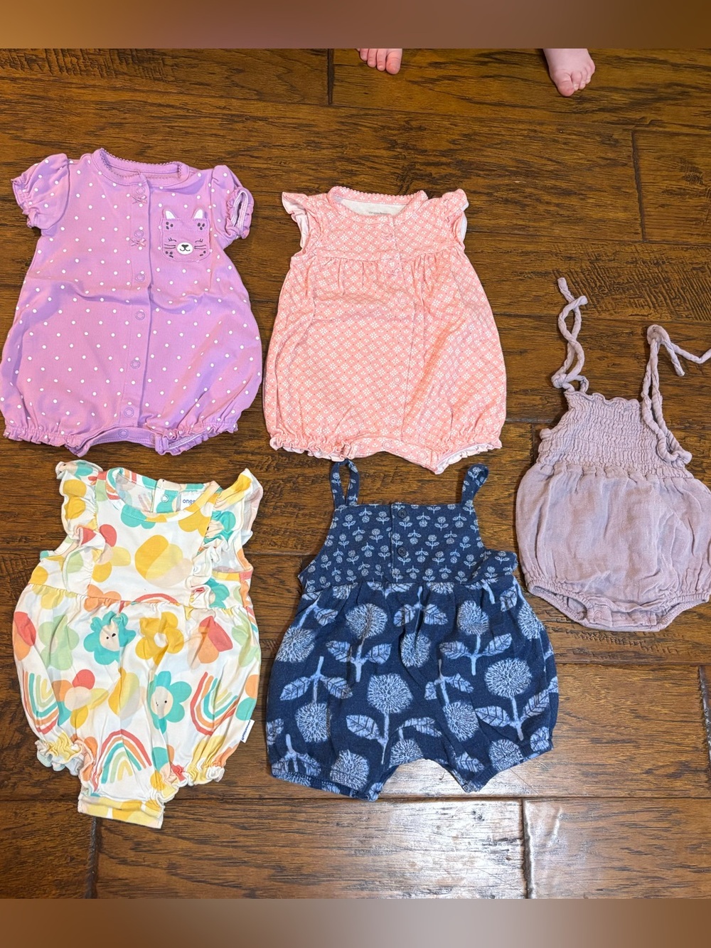 Multiples Baby One-Piece Bundle in Purple, Pink, Yellow, Blue, Peach
